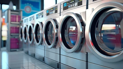 Foto op Plexiglas Row of washing machine of laundry business in the public store. © Moribuz Studio