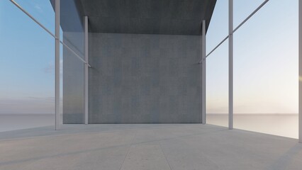 Architecture background empty interior of modern building 3d render