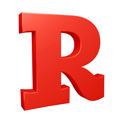 3D alphabet letter r in red color for education and text concept
