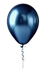 Dark blue metallic balloon isolated on transparent background. Generative ai