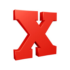 3D alphabet letter x in red color for education and text concept