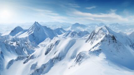 Fototapeta na wymiar Snow-covered mountain peaks in winter