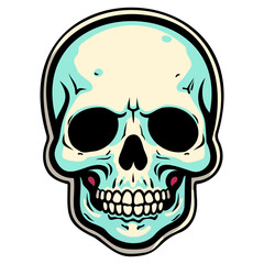 Vector skull with black outline halloween, tattoo and stickers