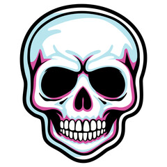 Vector skull with black outline halloween, tattoo and stickers