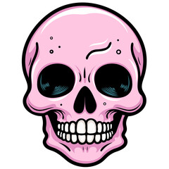 Vector skull with black outline halloween, tattoo and stickers