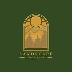 adventure logo design with lanscape illustrasi concept