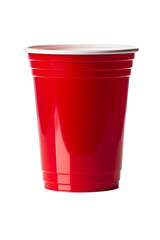 Red plastic party cup isolated on a transparent background