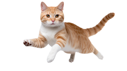 A jumping cat isolated on a transparent background