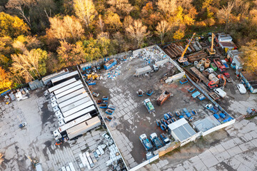 Many containers for collecting and sorting metal and various waste for further processing