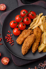 Delicious crispy chicken nuggets breaded with salt and spices
