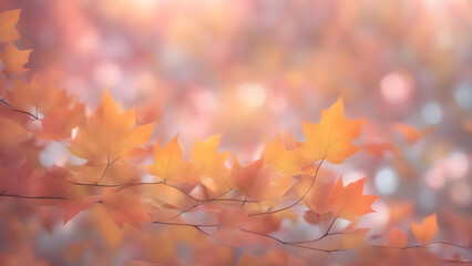 Naklejka na ściany i meble leaves in autumn, blur, aesthetic background