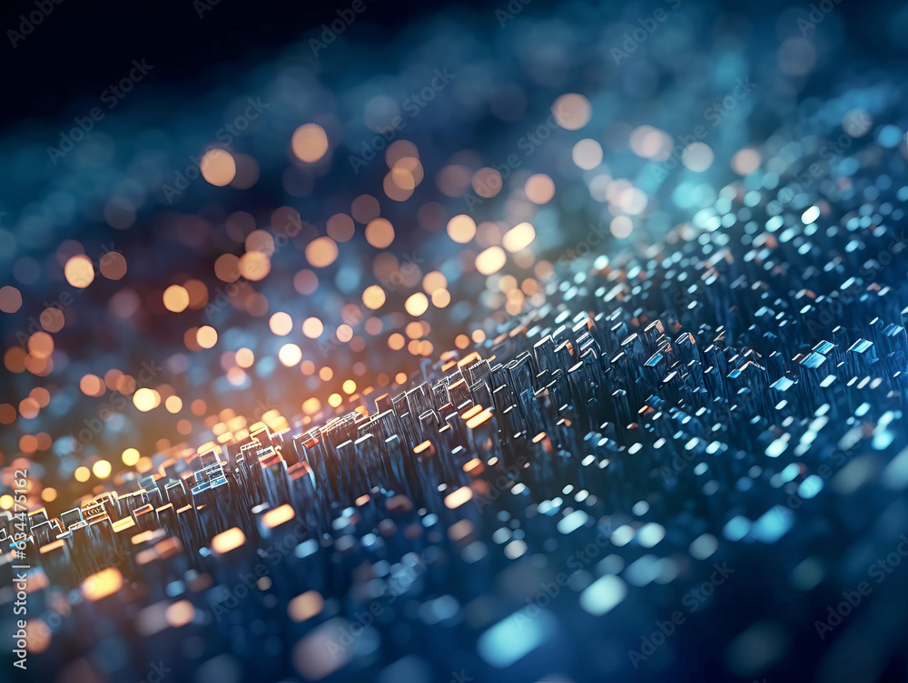 Poster abstract technology digital background with bokeh lights. Generative AI
