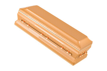 Wooden Coffin, 3D rendering  isolated on transparent background