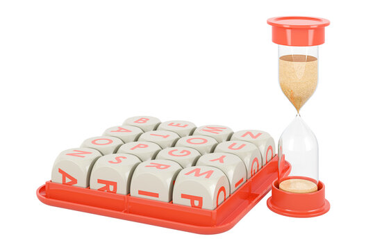 Boggle Board Game, closeup. 3D rendering isolated on transparent background