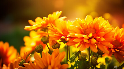 Beautiful flowers nature in sun light. Generative AI