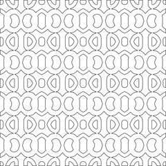 Abstract background with figures from lines. black and white pattern for web page, textures, card, poster, fabric, textile. Monochrome graphic repeating design.