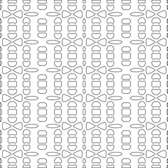 Abstract background with figures from lines. black and white pattern for web page, textures, card, poster, fabric, textile. Monochrome graphic repeating design.