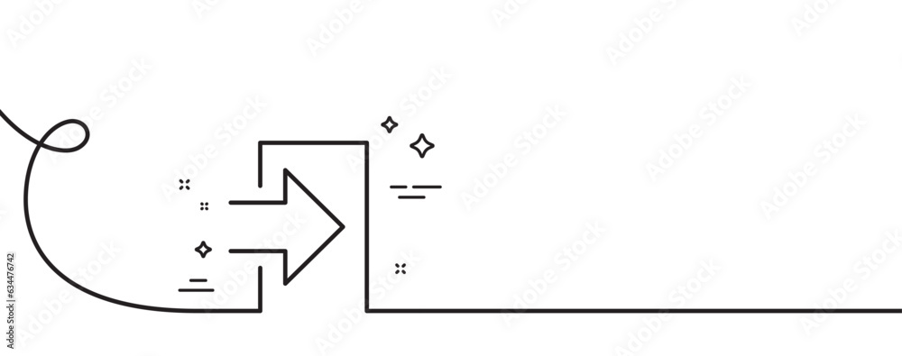 Poster login arrow line icon. continuous one line with curl. sign in symbol. navigation pointer. login sing