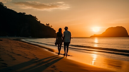 Fototapeta na wymiar in Liebe am tropischen Strand beim Sonnenuntergang