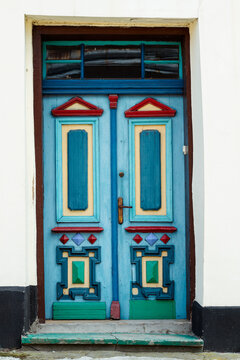 Ornate colored door
