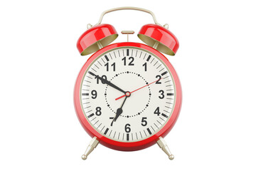 Alarm clock front view, 3D rendering isolated on transparent background