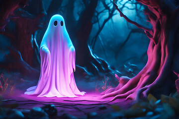 Halloween ghost concept. Generative AI - 634479906
