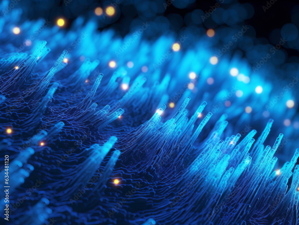 Poster Abstract fractal composition with depth of field and glowing particles. Generative AI