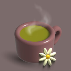3D Cup of green tea