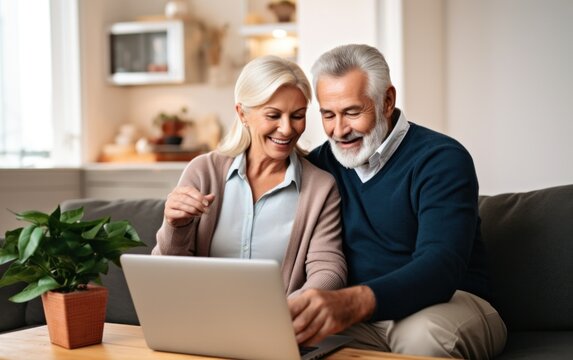 A husband and wife are seen working together to plan their family's budget and conduct online payments through a laptop.