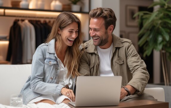 A couple, joined in matrimony, is organizing their family's financial plan while performing web-based transactions on a laptop.