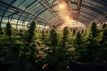 Cannabis plants in a greenhouse | Generative AI