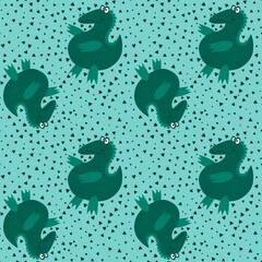 Cartoon summer animals seamless crocodile pattern for fabrics and wrapping paper and kids clothes print