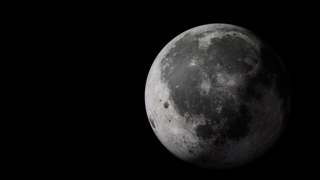 Earth satellite Moon with alpha channel overlay view from outer space 3d render. Solar system planets concept, space exploration and discovery of habitable terrestrial planets