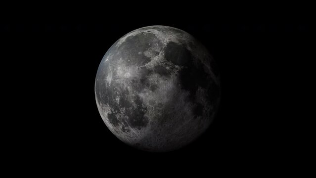 Earth satellite Moon with alpha channel overlay view from outer space 3d render. Solar system planets concept, space exploration and discovery of habitable terrestrial planets