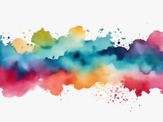 Watercolor border isolated on white, artistic background