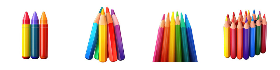 Fototapeta premium Crayons clipart collection, vector, icons isolated on transparent background