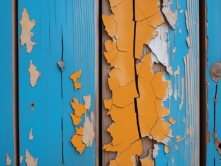 Close-Up Image of Wooden Plank with Peeling Paint