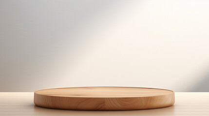 Empty Minimal Natural Wooden Table Counter Podium