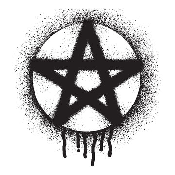 Pentagram symbol graffiti with black spray paint