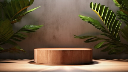 Modern Brown Geometric Shape Wooden Podium Table 