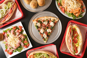 Pizzeria flat lay composition 