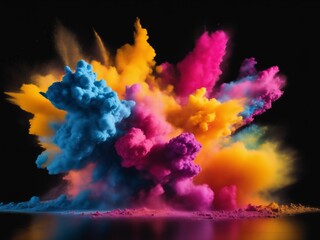 Fototapeta na wymiar Explosion of colored powder on black background