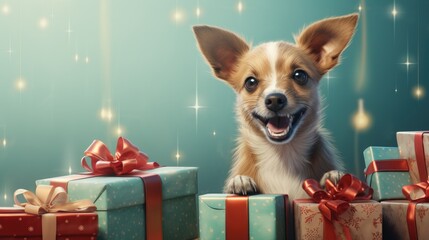 chihuahua puppy in christmas gift box