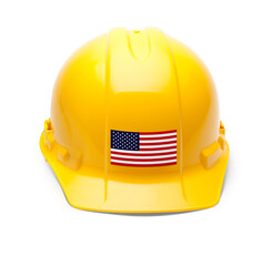 Yellow Hardhat with an American Flag Decal on the Front Transparent PNG.
