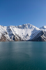 Snowy mountain and a long navy blue