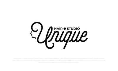 Fototapeta premium unique hair studio logotype style
