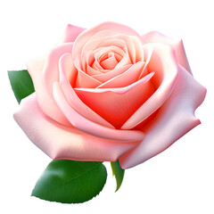 Close-up realistic pink rose isolated on transparent background. PNG. Generative AI