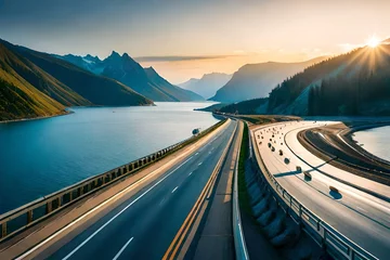 Fotobehang highway in mountains © Ahmad_Art