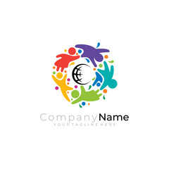 Family logo with social design, community logos, people care