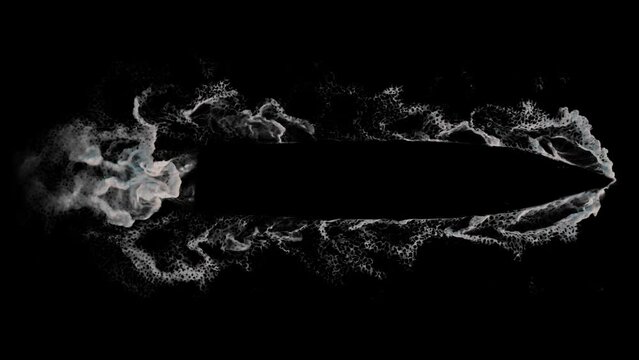 ship wake trail seamless loop texture with alpha, top view, isolated on black